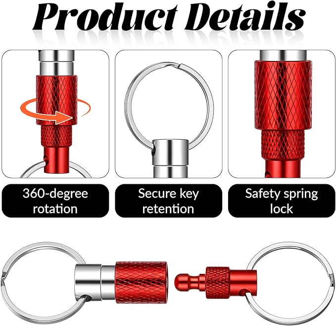 Detachable Quick Release Keychain, Pull Apart Key Ring with Split Rings for Car Keys, Bag, Purse, Belt, Heavy Duty Metal Key Holder