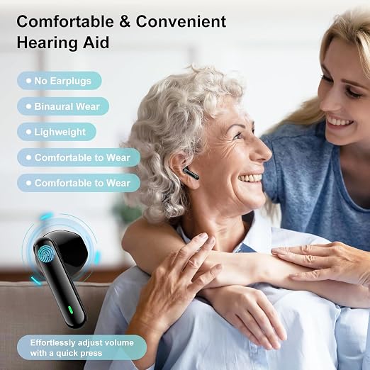 Hearing Aids for Seniors, Hearing Amplifiers Rechargeable with Noise Cancellin for Seniors & Adults Hearing Loss with Portable Charging Case