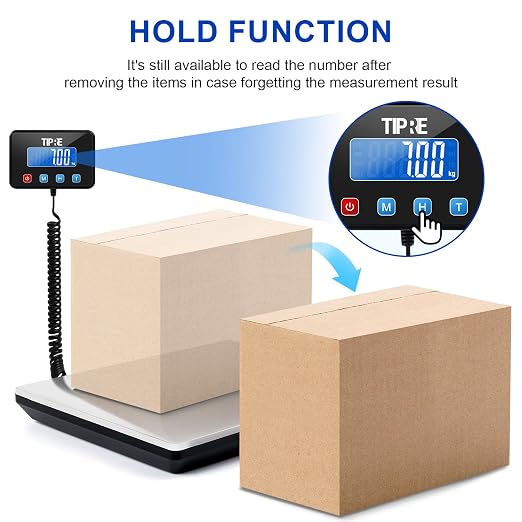 TIPRE Shipping Scale 660lbs for Packages,Heavy Duty Digital Postal Express Scale,1 oz High Accuracy with Charging Cable & Batteries,Extra Large Stainless Steel for Small Business,Warehouse,Home