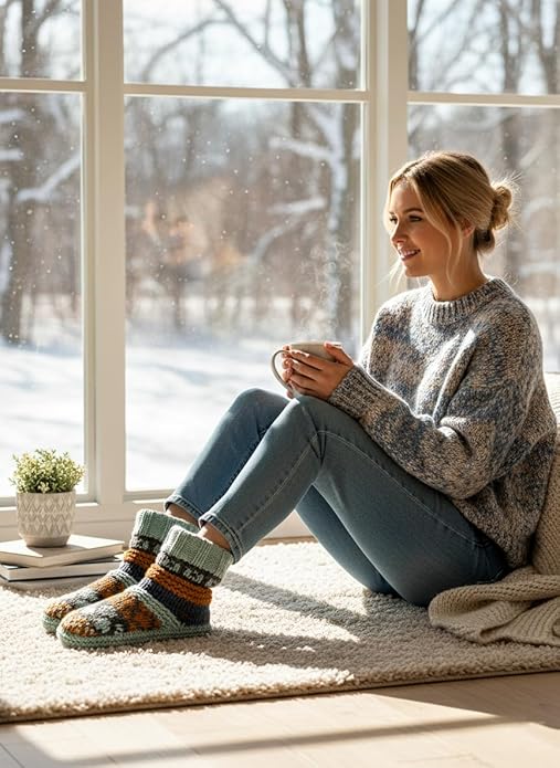 Warm Slipper Socks for Women, Winter Fuzzy House Shoes Indoor, Cozy Christmas Gifts Unique