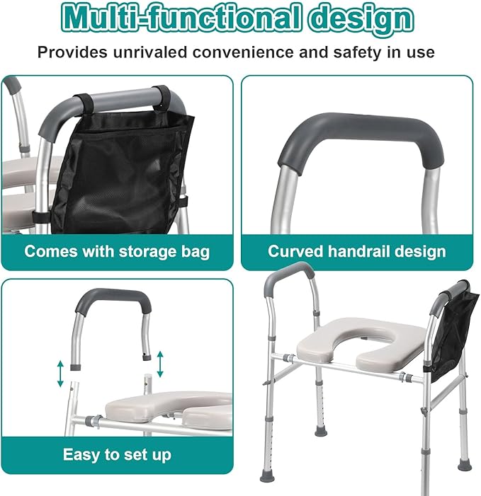 Raised Toilet Seat with Handles, Raised Toilet Seat for Seniors,Fits Most Toilets,Easy Installation for Medical,Elderly and Disabled,Raised Toilet Seat 350lbs Capacity,Elevated Toilet Seat
