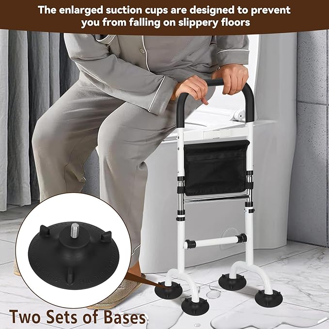 Upgraded Stand Assist Aid for Elderly with Two Sets of Bases and Night Light, Adjustable Stand Assist Providing Standing Assistance for People with Mobility Issues, for Couch, Bedside, Toilet, More