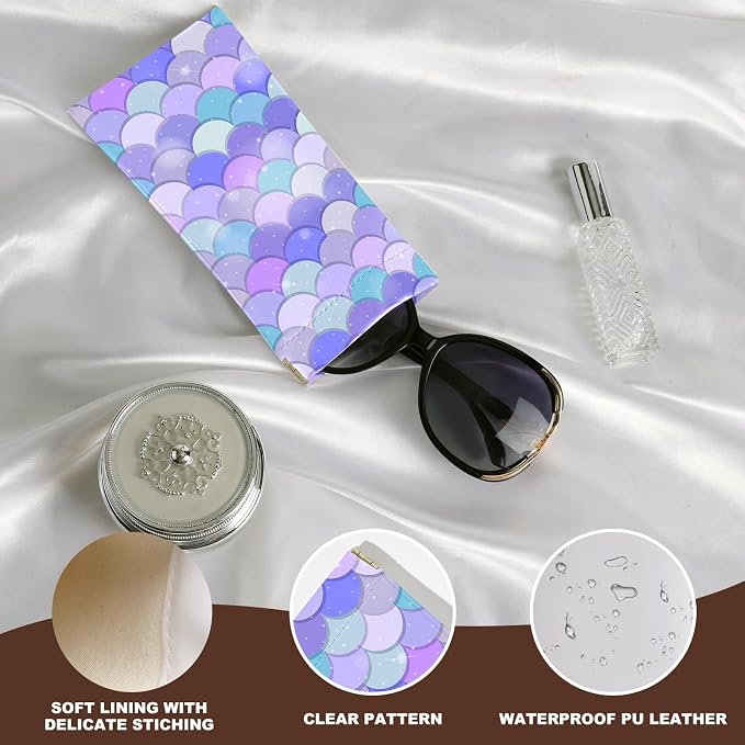 Anikathy 2Pcs Sunglass Eyeglass Glasses Case Soft PU Leather with Cleaning Cloth Cute Glasses Pouch Bag for Men Women Girs