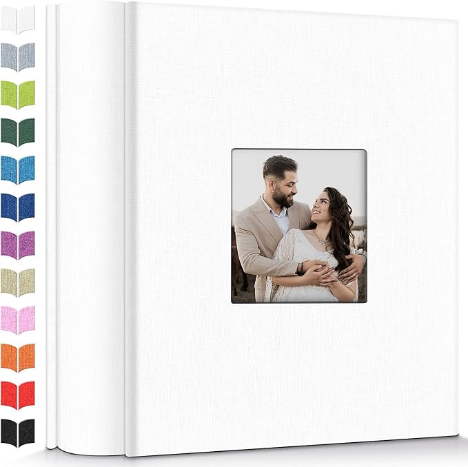 Artfeel Photo Album 4x6 with 1000 Pockets,Slip-in Picture Albums,Linen Cover Memory Book with Front Window,White Page Vertical Photo Book for Wedding,Family,Anniversare,Baby,Vacation