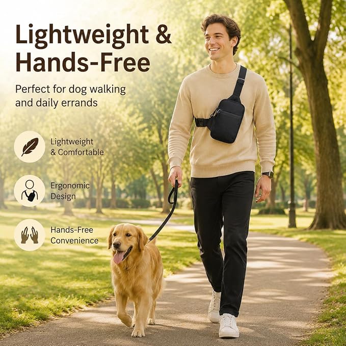 Simptech Mini Crossbody Sling Bag - Water-Resistant Dual Pocket Chest Pack - Lightweight Fanny Pack for Running, Travel & Everyday Workout