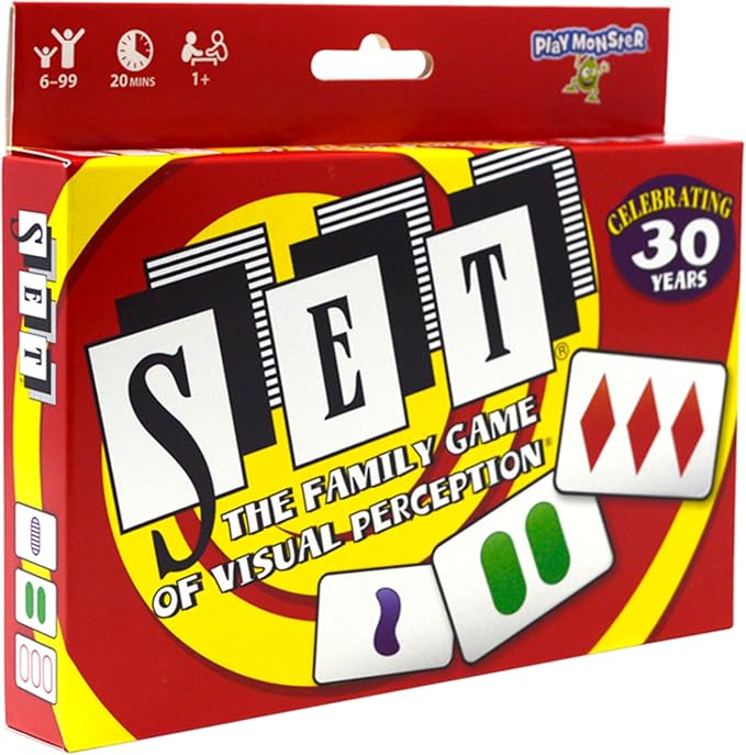 SET Enterprises SET - The Family Card Game of Visual Perception - Race to Find The Matches, For Ages 8+,81 Cards, Rules included | Award Winning, Family Game Night, Travel Games, Playing Cards Screen-Free
