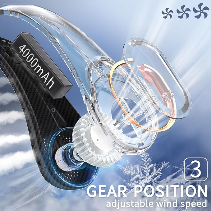 FrSara Neck Fan, Portable Personal Fan Strong Wind, 4000mAh, 360° Cooling | Air Volume, No Hair Twisting, Air Volume On 2 Sides, Non-Slip, Quick Charge, Long Use Time, Gift for Women, Men, Birthday