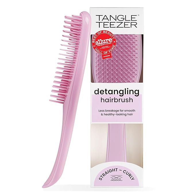 Tangle Teezer Ultimate Detangler Brush, Straight to Wavy, Rosebud | Patented two-tier, regular-flex teeth reduce breakage & split ends on wet or dry hair; Shower-friendly hairbrush for all ages