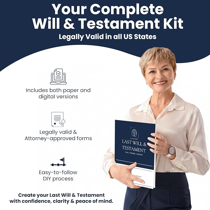 Estate Planning Kit with Digital Access – Last Will and Testament Kit, Living Will, Durable Power of Attorney & Medical Directive - Attorney Approved Forms, Valid in 50 States