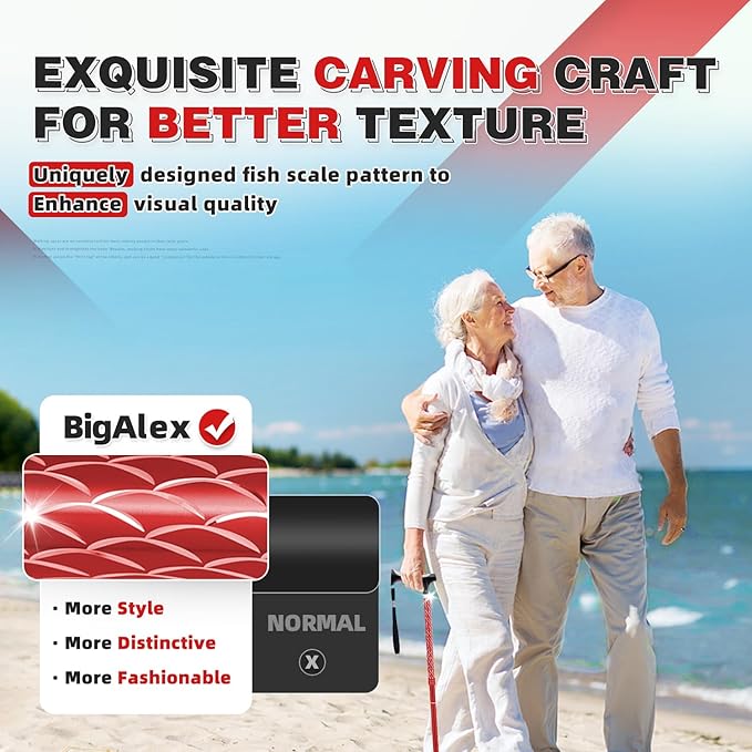 BigAlex Lightweight Collapsible Walking Cane with Soft Comfortable TPR Handle for Seniors and Elderly Adults, Larger Handle for Comfort, Adjustable Support Stick, Portable Travel Aid for Men & Women