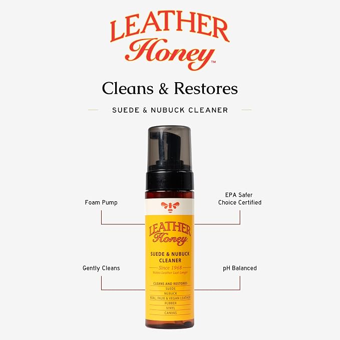 Leather Honey Suede Cleaner – Non-Toxic & Made in USA Since 1968 | Gently deep cleans & restores suede & nubuck shoes, boots, jackets, Uggs, bags & purses. Safe for any color including white.
