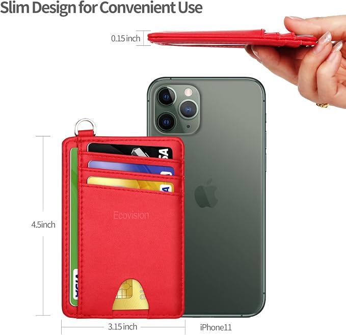 Slim Minimalist Front Pocket Wallet, RFID Blocking Credit Card Holder Wallet with Detachable D-Shackle for Men Women