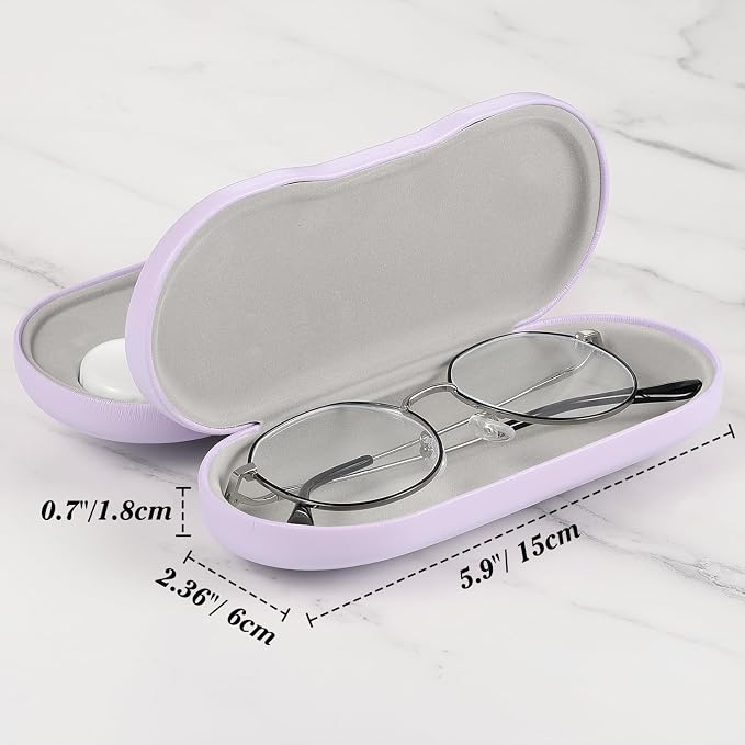 MoKo Double Eyeglass Case, Contact Lens Case with Mirror Tweezers Remover, 2 in 1 Double Sided Portable Contact Lens Box Holder Container Soak Storage Kit Sunglasses Pouch for Men & Women, Lilac