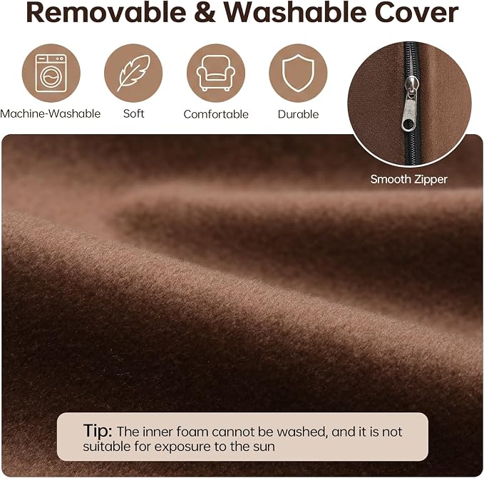 Vekkia Lumbar Support Pillow for Recliner, Ergonomic Back Support for Couch – Improve Posture, Relieve Back Pain for Long Sitting & Elderly, for Armchair & Sofa, Removable Cover, Brown
