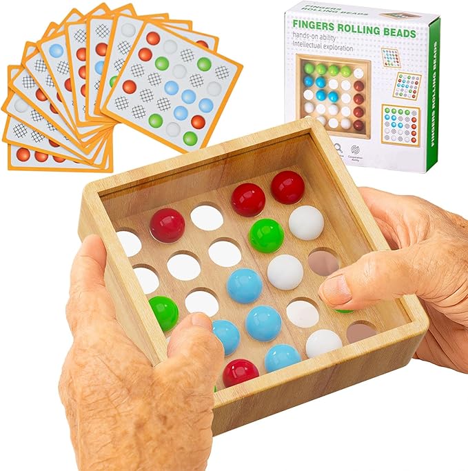 Dementia Activities for Seniors — Alzheimer’s Cognitive Bead Puzzle, Memory Game with 20 Challenge Cards, Hand-Eye Coordination Therapy, Sensory Brain Games, Gift for Elderly & Dementia Patients