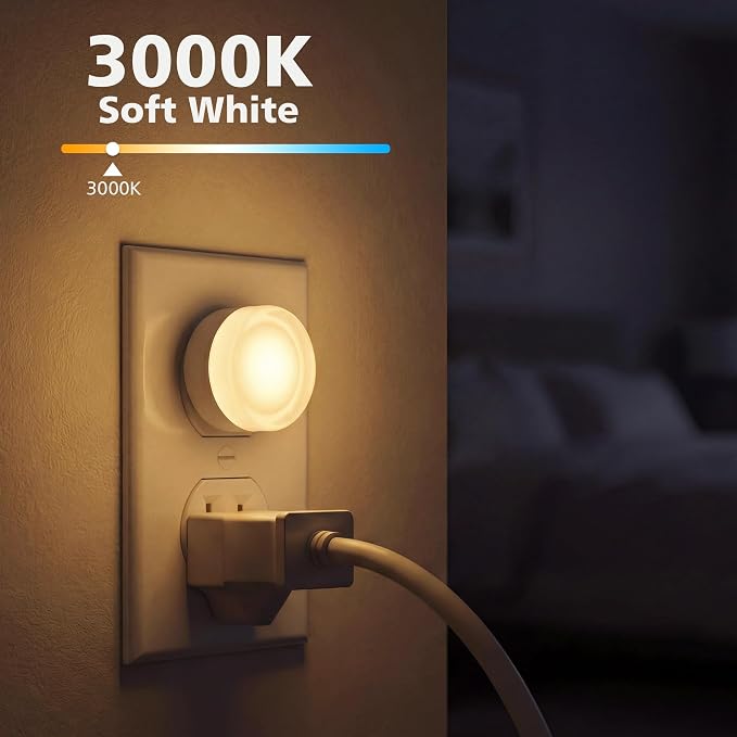 Acrylic LED Night Lights Plug into Wall 2-Pack, Dusk to Dawn Sensor | Soft White 3000K, Energy Efficient, Compact Plug-In Design, Auto On/Off, for Hallway, Bathroom, Bedroom, Kitchen, Kids Room