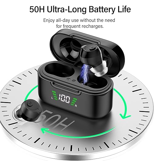 Hearing Aid, Hearing aids for Seniors Rechargeable Bluetooth Hearing Aid (Not Amplifiers) for Mild to Moderate Hearing Loss Seniors and Adults with 16-Channe Noise Reduction Bluetooth Enabled Calls