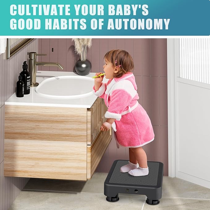 SPACELEAD Mobility Step Stool for Adults & Seniors, Indoor/Outdoor Portable Stair Assist, Anti-Slip Platform for Bathroom， Kitchen, Office, and Bedroom, 600lbs Capacity, Black Black