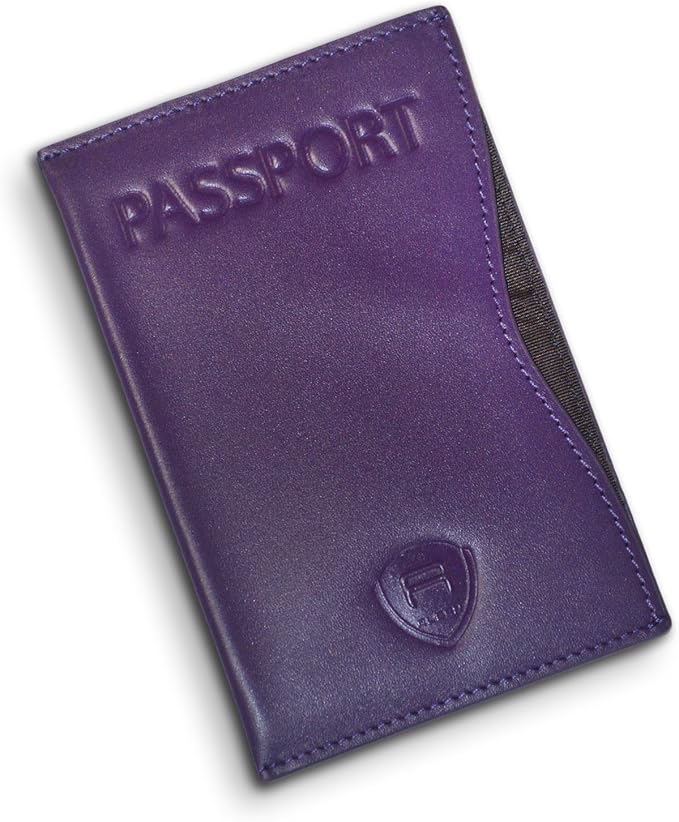 Alban RFID Passport Holder for Women & Men, Genuine Leather Passport Cover | RFID blocking design helps protect personal information while traveling, Slim genuine leather case for travel essentials