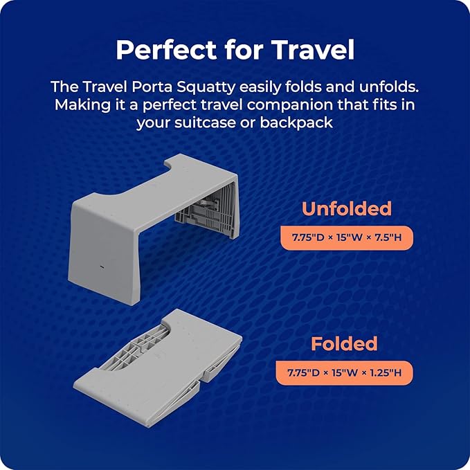 Squatty Potty Porta Traveler Foldable Toilet Stool for Travel, 7" Height, Gray