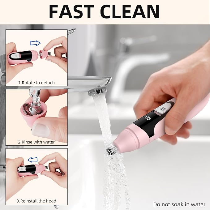 Nose Hair Trimmer,Painless Ear and Eyebrow Trimmer for Men with Dual Edge Blades,Rechargeable,Light Indicator Easy Washing