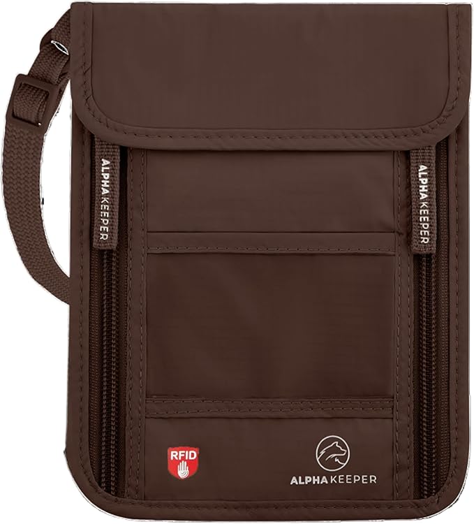 Alpha Keeper Neck Wallet for Travel Man and Women, RFID Passport Holder