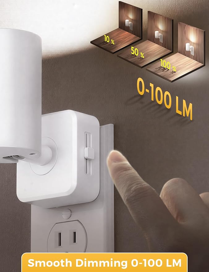 L LOHAS LED Night Lights Plug into Wall,[2-Pack] Wall Spot Lights Indoor with Light Sensor,5000K Daylight White Night Lights,for Home Decor Party Bathroom,Hallway