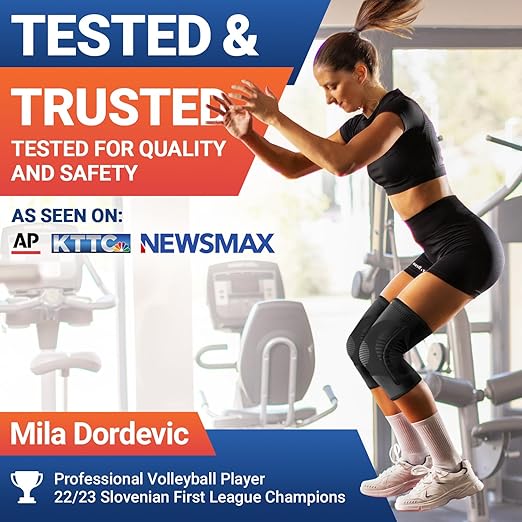 DR. BRACE ELITE Knee Brace with Size Stabilizer (2 Pack) Knee Brace for Women & Men, Workout, Sports, Daily Knee Compression Sleeve for Maximum Knee Pain Support & Fast Recovery (Pluto, Medium)