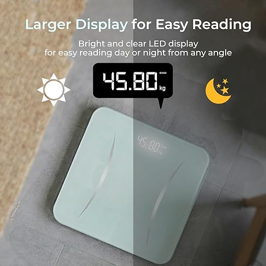 Digital Scale for Body Weight, Highly Accurate Bathroom Scale with Invisible LED Display & Step-On Technology, Shatter-Resistant Tempered Glass & Anti-Skid Base for Home Gym, 400 lbs