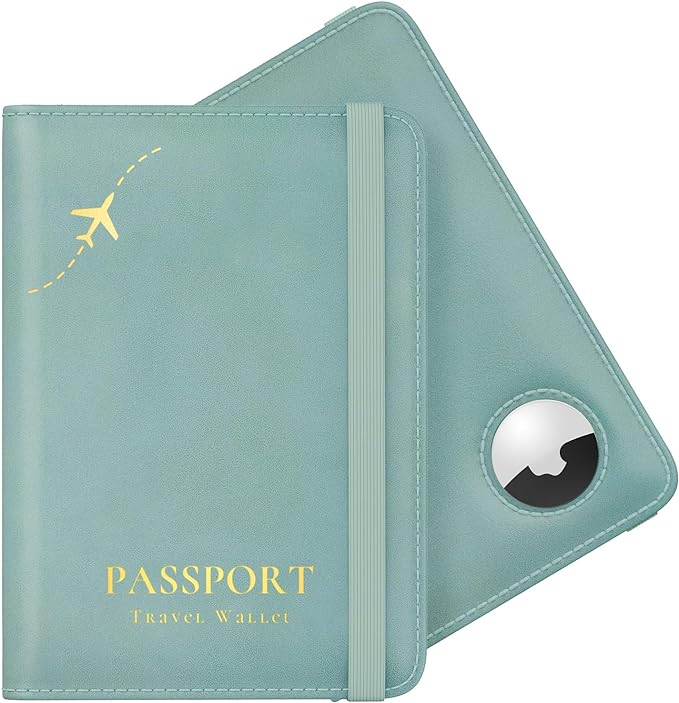 Stouchi AirTag Passport Holder – Slim RFID Travel Wallet | Ultra-slim, Waterproof PU Leather, 5 Card Slots, RFID Blocking, AirTag Slot – Perfect for US Passports, Snug for EU