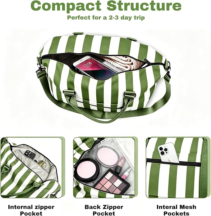 Travel Duffle Bag for Women, Carry On Weekender Tote with Trolley Sleeve | Waterproof overnight bag for gym, sports, hospital stays, labor and delivery; spacious carry-on design for short trips.