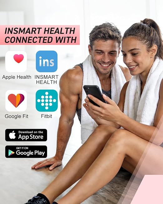 INSMART Body Fat Scale, Smart Scale for Body Weight 0.1lb High Accuracy, Digital Bathroom Weight Scale for BMI, Body Fat, Muscle 17 Body Composition Analyzer Sync with App, LED Display, 400lb, Pink