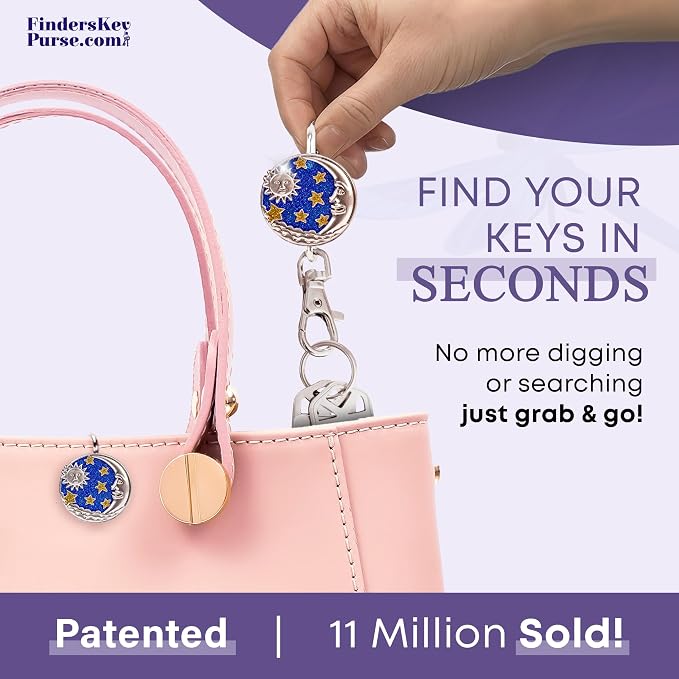 Women’s Bag Charm Key Finder, Car Keychain Hook, Cute Purse Organizer & Tote Bag Accessories, Gifts for Mom - Original