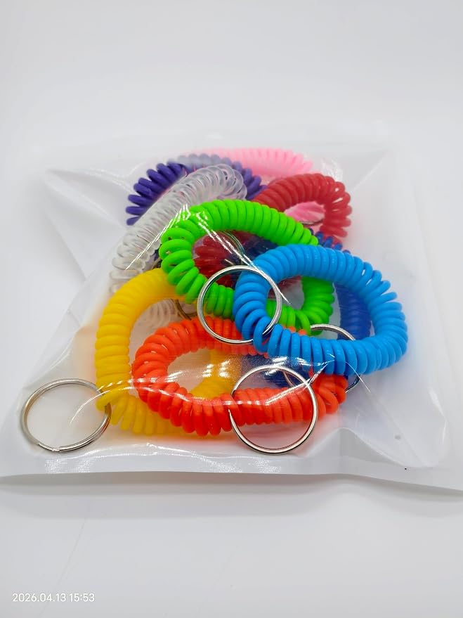 9pcs Black Wrist Coil Keychain key ring bracelet wrist key holder stretchy | Key Chain Holder Outdoor Sports and Gym Swimming stretchy wristband key ring