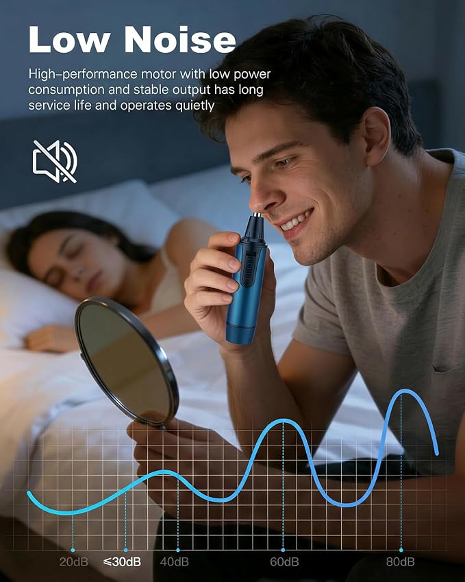 AREYZIN Nose Hair Trimmer for Men,Rechargeable 3-in-1 Professional Painless Eyebrow & Facial Hair Trimmer for Men Women, IPX7 Waterproof,Powerful Motor and Dual-Edge Blades,Blue