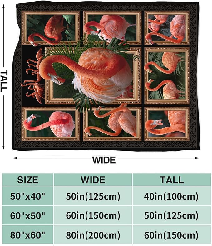 Yibuda Flamingo Blanket Bird Tropical Flannel Plush Throw Blanket Cozy Animal Decor Fleece Stuff Blanket Gifts for Lover Girls Boys Kids Adults Women Bed Travel 60"x80"