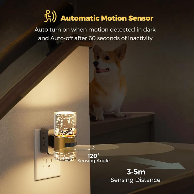 L LOHAS LED Motion Sensor Night Light, 2 Pack Bubble Night Light | 3CCT Color Temperature Change Night Lights Plug into Wall, Dimmable Nightlights, Dusk to Dawn Sensor, Rooms Bathroom Hallway