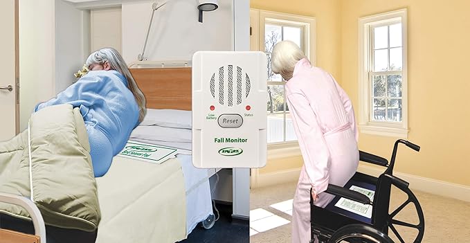 Smart Caregiver® Bed and Chair Exit Alarm System for Fall/Wandering Prevention – Know When They get up! Includes Monitor with 10in x 30in Bed Sensor Pad and 10in x 15in Chair Sensor Pad