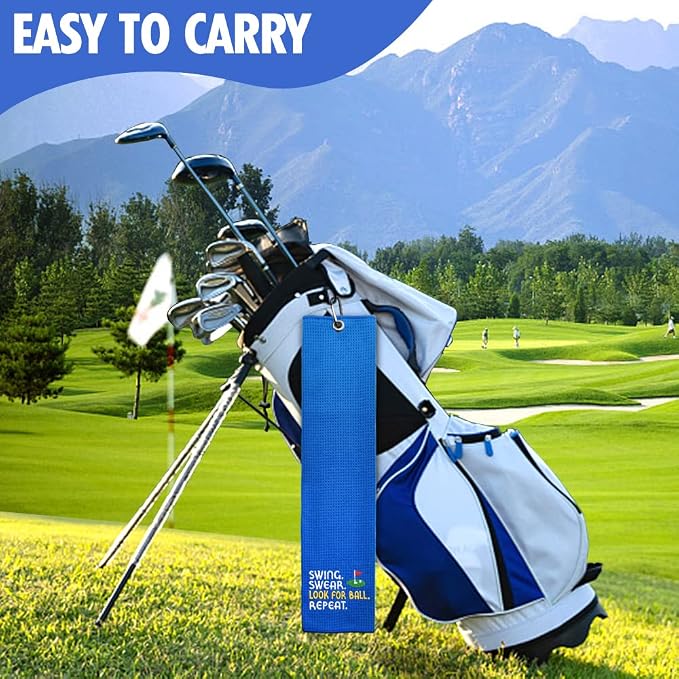 Hafhue Swing Swear Look for Golf Towel, Golf Accessory for Golf Bags, Embroidered Golf Towels with Clip, Retirement Gifts for Grandma Mom Sister Golfs Lover, Christmas Birthday Gifts for Men