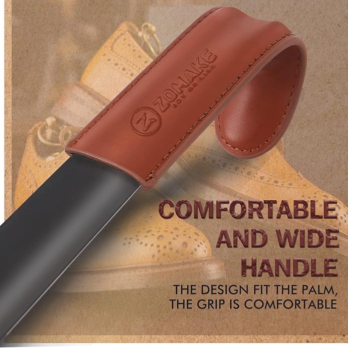 ZOMAKE Long Shoe Horn for Seniors Men,Metal Shoehorn Long handle for Boots, 22.8'' Shoe Spoon Helper