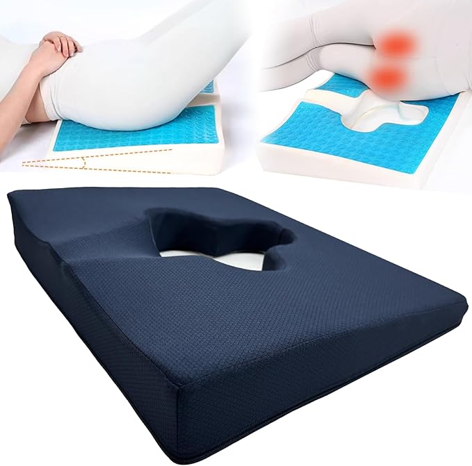 Gel Wheelchair Seat Cushion,Bed Sore Cushions for Butt,hemorrhoid Pillow,Sciatica,Back,Coccyx,Pressure Sore/Ulcer Pain Relief Butt Pillow,Ergonomic Chair Cushion, Anti-Slip&Washable Cover(Blue)