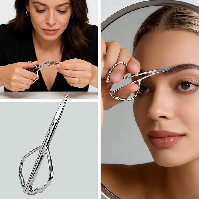 2PCS Stainless Steel Safety Nose Hair Trimmers for Men & Women | Grooming Scissors Set, Rounded & Pointed Tip, Nose Ear Eyebrow Beard Trimming, Baby Nail & Travel Portable