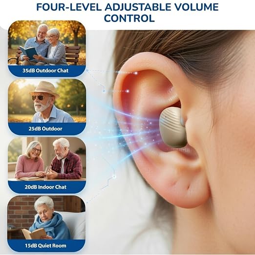 Hearing Aids, Rechargeable Hearing Aids for Seniors, Portable Hearing Amplifiers with Noise Cancelling and Volume Control, Digital Hearing Assist Devices with A Travel Charging Box (B1)