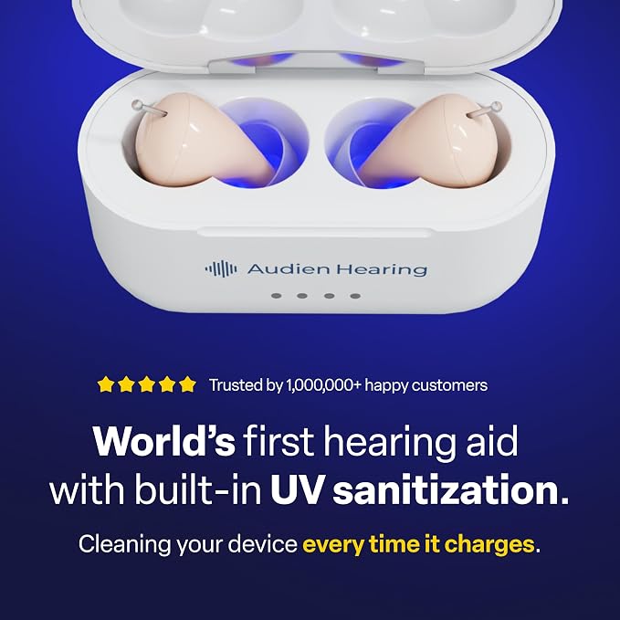 Audien Atom Pro 2 Hearing Aid | Wireless, Rechargeable, OTC for Seniors & Adults, Nearly Invisible, Premium Comfort Design