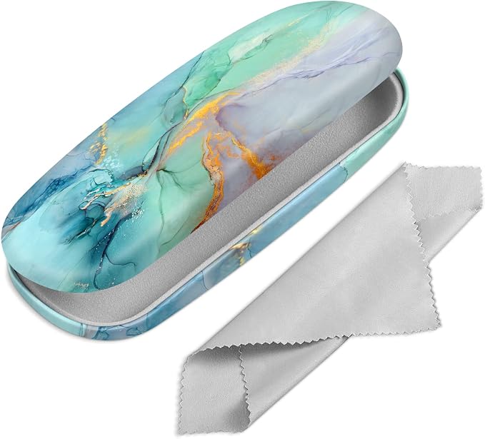 FINTIE Hard Shell Eyeglasses Case, Portable Protective Glasses Cover Eyeglass Holder Box with Cleaning Cloth for Men Women