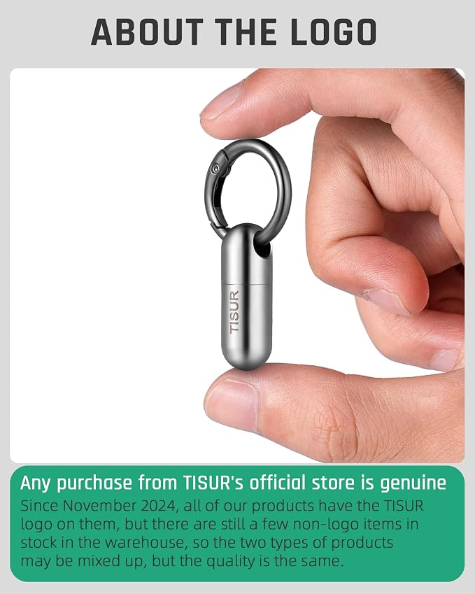 TISUR Small Titanium Keychain Pill Holder, Pocket Pill Case for Travel | Waterproof Pill Fob,Portable Pill Box Container,Purse Pill Organizer Tube