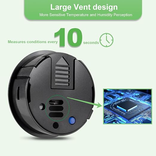 4-Pack Mini Hygrometer Thermometer Indoor Outdoor Round Humidity Meter, Small Digital LCD Monitor Thermometer Temperature Gauge Humidity Sensor (℉) or (℃) for Reptile Thermostat, Jars