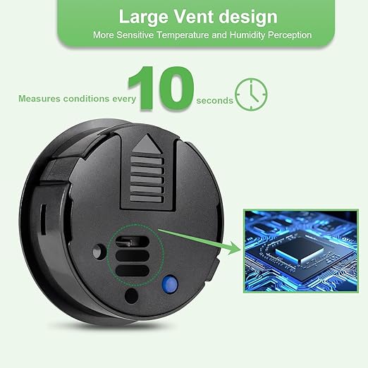 2 - Pack Mini Digital Hygrometer Indoor Humidity Meter & Round Temperature Monitor - Reptile Thermometer with Humidity Gauge (℉) or (℃) for Humidifiers Dehumidifiers Greenhouse, Garden