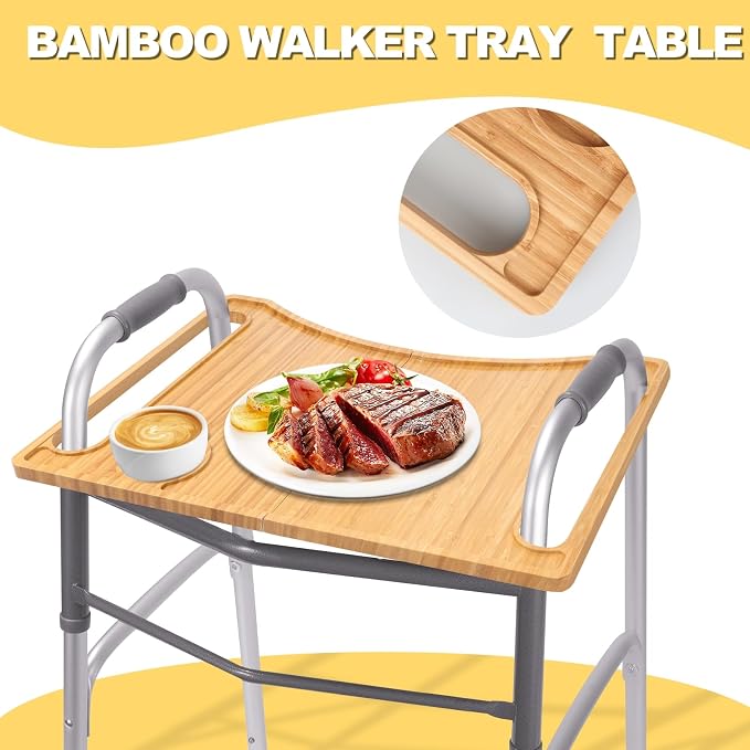 Walker Tray for Seniors, Lightweight, Foldable with Cup Holder | Tray for Folding Walker Accessories for Elderly Fits Most Standard Walkers, Portable 21.5"x15" Surface for Dining&Traveling
