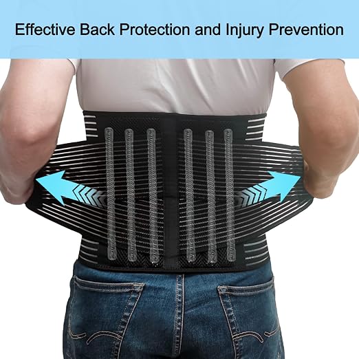 TESETON Back Brace for Men and Women, Back Support Belt Relief Lower Back Pain Herniated Disc, Sciatica, Scoliosis, Breathable Mesh, Lumbar Support Belt, Back Brace for Lifting at Work 02 Black-L